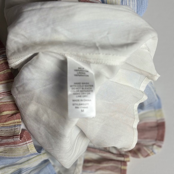 Hailey & Co Striped V Neck Smocked Waist Tiered Ruffle Dress Women's Sz M Boho - Picture 9 of 10